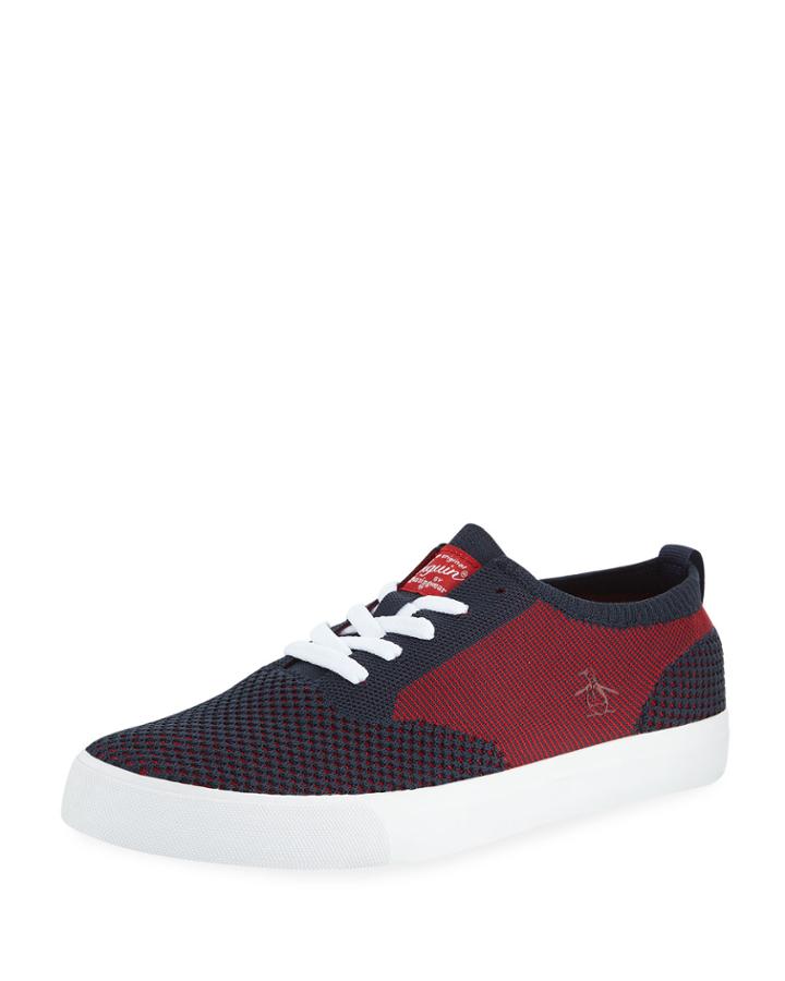 Men's Beckham Striped Flyknit Sneakers, Blue/red