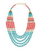 Multi-strand Necklace, Turquoise/pink