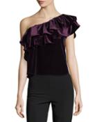 Agus One-shoulder Velvet Top