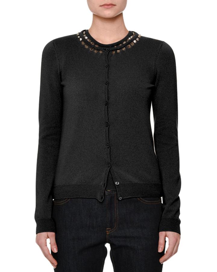 Rockstud-trim Cashmere Twinset, Black