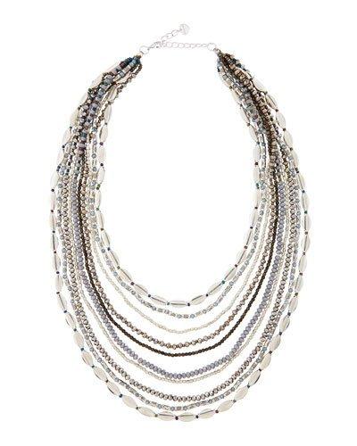 Multi-strand Beaded Necklace, Gray