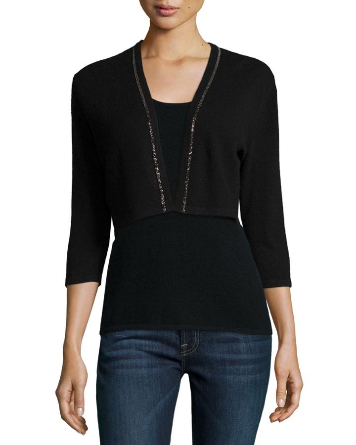 Cashmere Shrug With Chain Trim