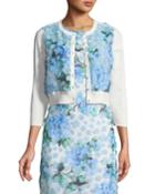 Floral-applique Cropped Cardigan