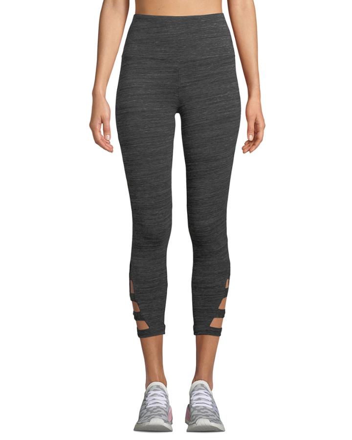 High-waist Banded-cutout Capri
