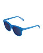 Square Plastic Sunglasses, Cobalt