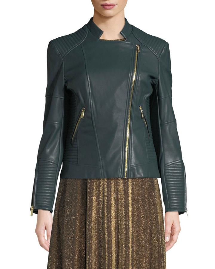 Moto-quilted Faux-leather Jacket