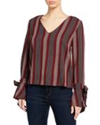 Striped Flare-sleeve Blouse
