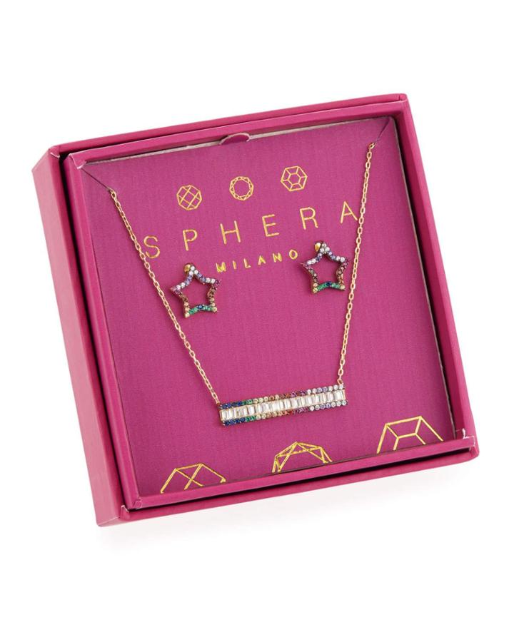 Rainbow Crystal Earrings & Necklace Gift