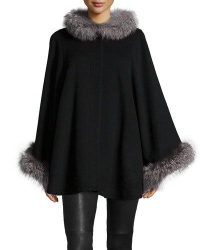 Fur-collar Wool-cashmere Cape