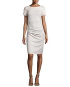 Short-sleeve Ruched Sheath Dress, Windchime