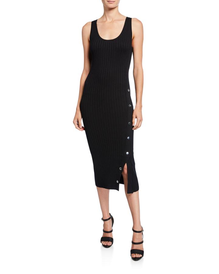 Rib Knit Snap Tank Dress
