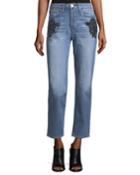 Burke High-rise Beaded Boyfriend Crop Jeans