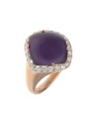 18k Rose Gold Diamond & Amethyst Ring,