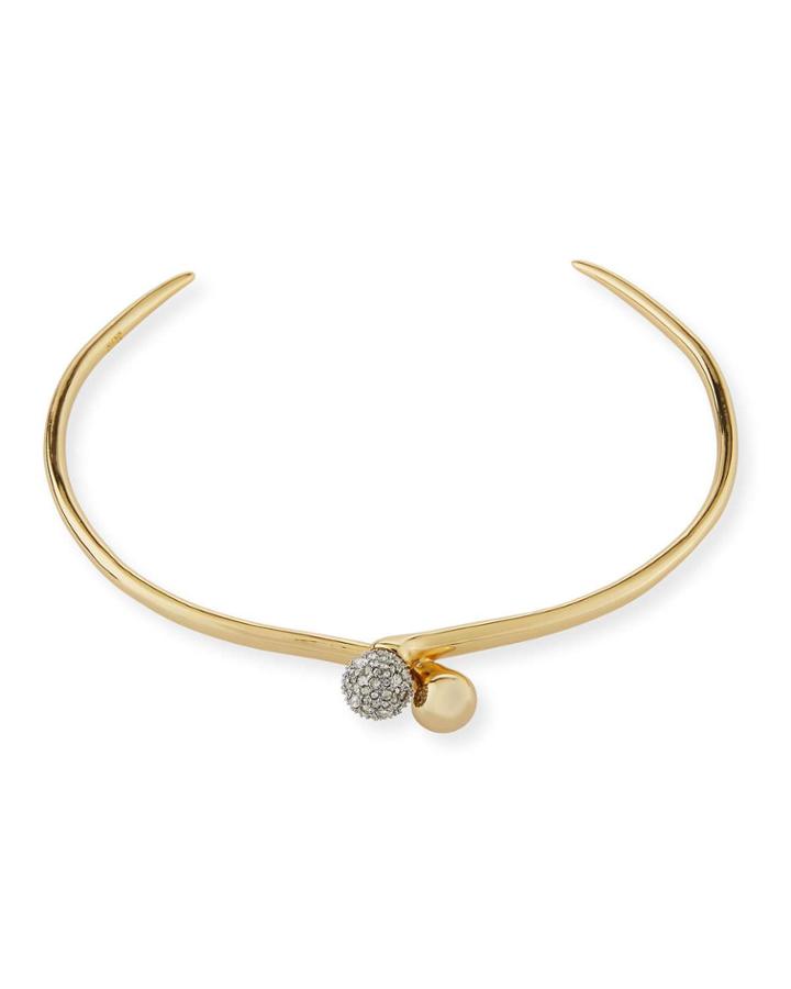 Narrow Choker Necklace With Pave Crystal Ball