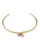 Narrow Choker Necklace With Pave Crystal Ball