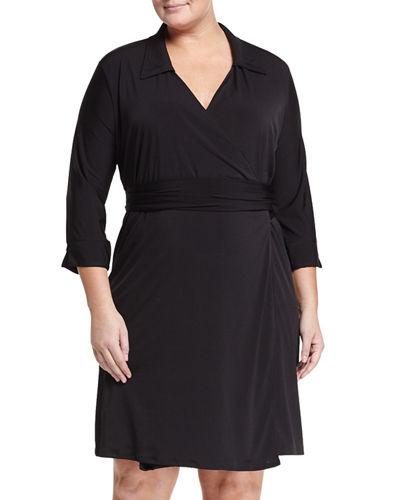 Collared Jersey Wrap Dress,