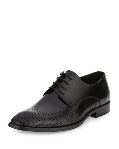 Big Ticket Perforated Leather Oxford, Black