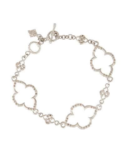 New World Scroll Station Link Bracelet W/ Champagne Diamonds
