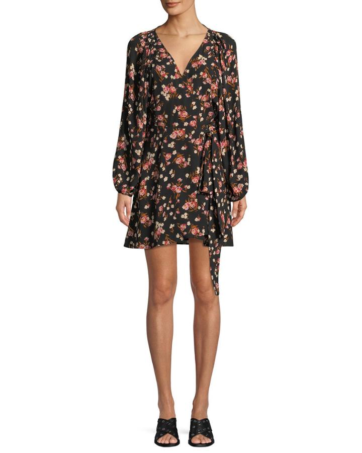 Carlo Floral Silk Wrap Dress