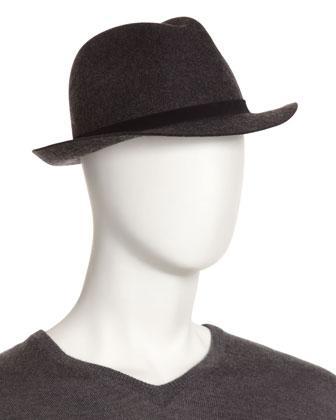 Neiman Marcus Wool Felt Fedora, Charcoal