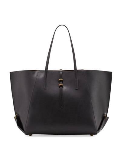 Eartha Leather Shopper Tote Bag, Black