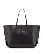 Eartha Leather Shopper Tote Bag, Black
