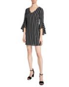 Striped Short Bell-sleeve Dress