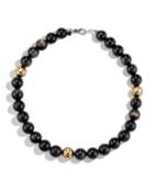 Dot Large Bead Necklace W/ Obsidian &