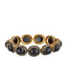 Champagne Diamond & Black Onyx Cabochon Station Bracelet