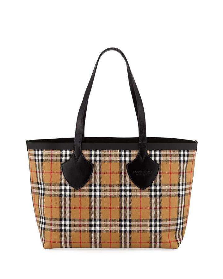 Medium Reversible Bonded Tartan Check Tote Bag