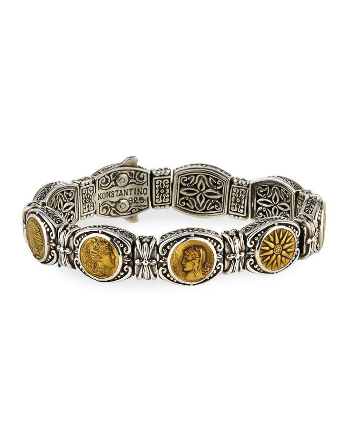 Silver And Bronze Coin Bracelet
