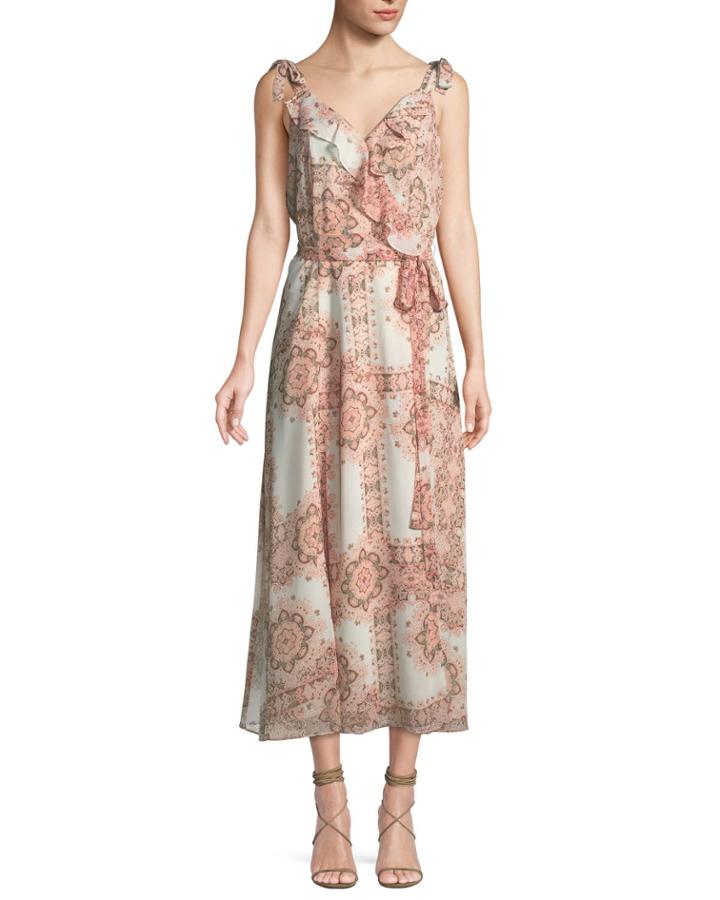 Ruffle-trim Rustic-medallion Print