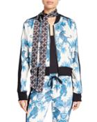 Jagger Tiger-print Cropped Track Jacket With Neck Tie