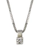 18k White Gold Square Prong-set Diamond Necklace,