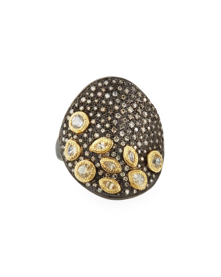Old World Oval Diamond/sapphire Cluster Ring