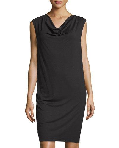 Reversible Cowl-neck Knit Dress, Black