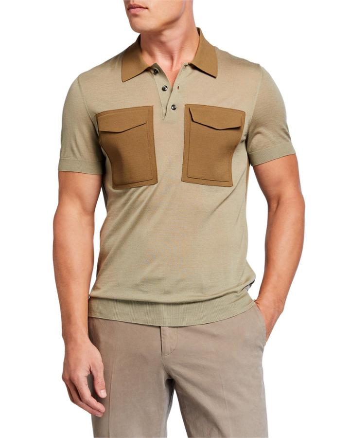 Men's Wool-blend Contrast Polo