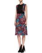 Sleeveless Layered-lace Dress, Elderberry