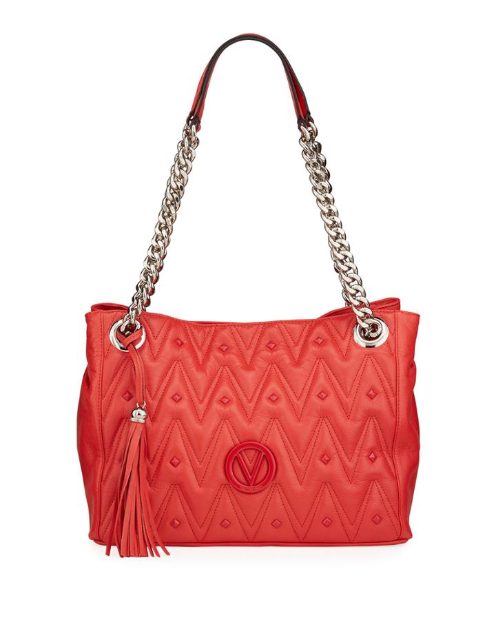 Luisa D Sauvage Studs Quilted Leather Tote Bag