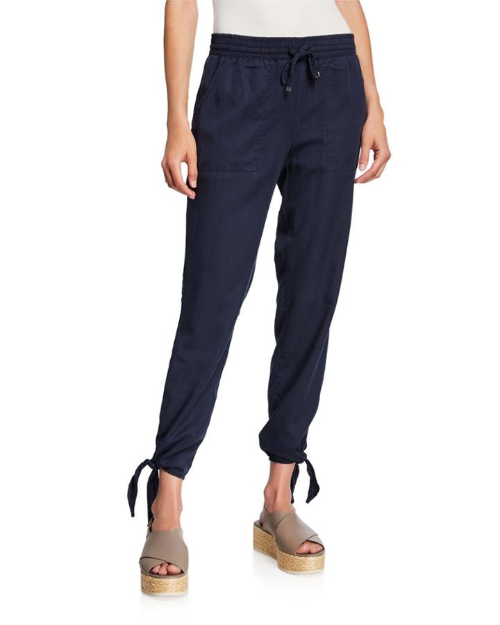 Self-tie Cuff Elastic Pants