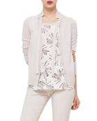 Long-sleeve Hidden-button Cardigan, Canvas
