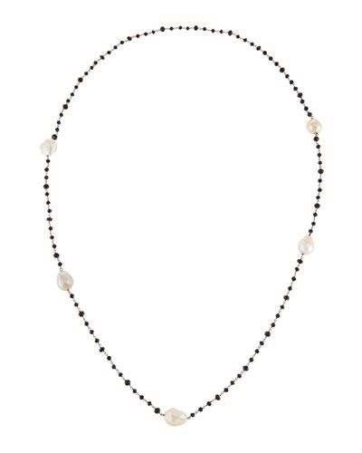 Long Beaded Spinel & Pearl Necklace