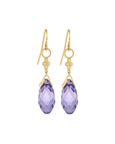 Dark Blue Quartz Briolette Charm Drops