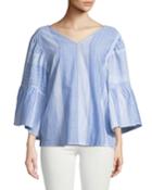 3/4-ruffle-sleeve V-neck
