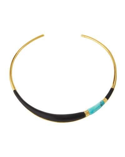 Golden Lucite Colorblocked Collar Necklace, Black