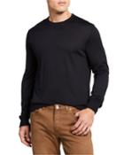 Men's Crewneck Silk/cotton Sweater With Little Triangle