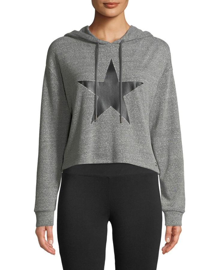 Star-print Cropped Hoodie