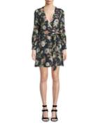 Hannah Long-sleeve Floral Wrap Dress