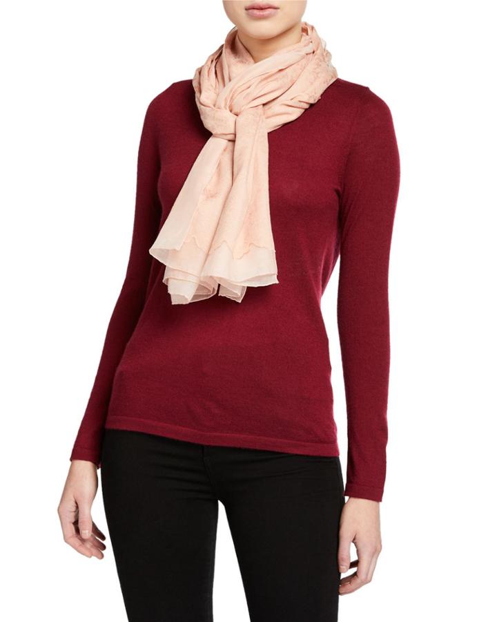 Silk Floral Pattern Sheer-trim