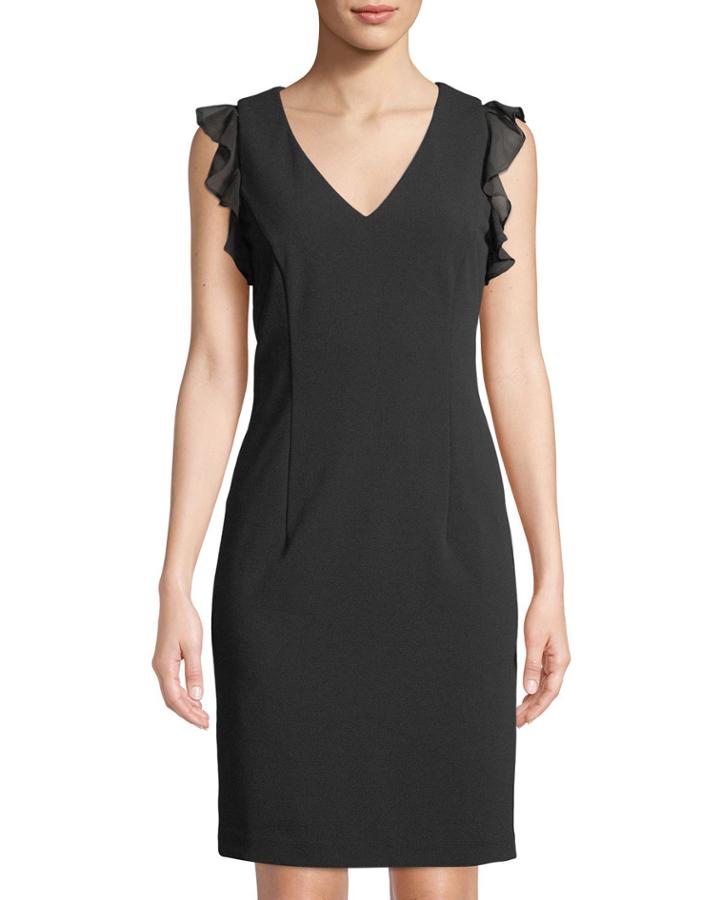 V-neck Ruffle-shoulder